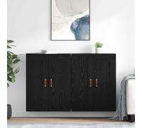 vidaXL Mueble de pared 2 uds. Roble Negro 69,5 x 34 x 90 cm