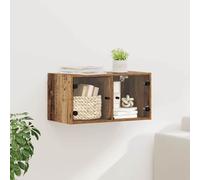 vidaXL Mueble de Pared Madera Vieja 68 x 37 x 35 cm, Gabinete de Sala, Estante Rectangular, Moderno con Puertas de Vidrio, Organizador de Madera Resistente