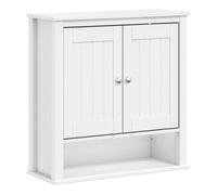 Vidaxl mueble de pared baño berg madera maciza blanco 69,5x27x71,5 cm