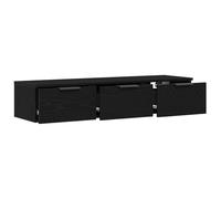 vidaXL Mueble de Pared con cajón Roble Negro 102 x 30 x 20 cm | Montado en la pared para maximizar el espacio, Hecho de roble macizo, durable y resistente,