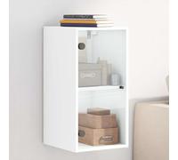 vidaXL Mueble de pared con puertas de vidrio blanco 35x37x68,5 cm – colgante, almacenamiento para TV