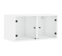 vidaXL Mueble de Pared con Puertas de Vidrio Blanco 68,5x37x35 cm, Mueble de Almacenamiento, Mueble de Pared para TV, Mueble Colgante