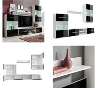 vidaXL Mueble de pared de 5 piezas con armario TV y iluminación LED, color - Vitrina de pared - Vitrinas de pared - Muebles para TV - Mueble para TV