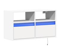 vidaXL Mueble de pared de TV con iluminación LED 80x31x45 cm blanco, gabinete de TV, armario de pared, aparador de TV, armario de TV, mueble de pared de TV, tocador
