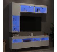 vidaXL Mueble de pared de TV con luces LED 7 piezas, Mueble de Salon, Mueble TV, Mueble TV salon, Mesa de TV, Mueble tele