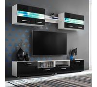 vidaXL Mueble TV Completo Moderno LED Negro 5 piezas