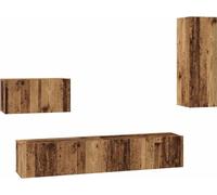 vidaXL Mueble de pared para televisión, 4 unidades, madera reciclada y tablero de partículas