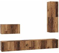 vidaXL Mueble de pared para televisión, 4 unidades, madera reciclada y tablero de partículas