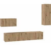 vidaXL Mueble de pared para televisión, 4 unidades, melamina imitación roble artesanal