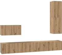vidaXL Mueble de pared para televisión, 4 unidades, melamina imitación roble artesanal