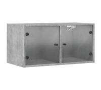vidaXL Mueble de pared puertas de vidrio, armario colgante para TV 68,5x37x35 cm Gris hormigón