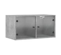 vidaXL Mueble de pared puertas de vidrio, armario colgante para TV 68,5x37x35 cm Gris hormigón