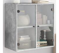 vidaXL Mueble de pared puertas de vidrio gris hormigón 68x37x68,5 cm