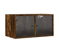 vidaXL Mueble de pared armario colgante con puertas de vidrio para TV - Roble ahumado