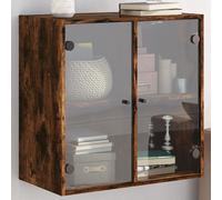 vidaXL Mueble de pared puertas de vidrio roble ahumado 68x37x68,5 cm