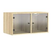 Vidaxl mueble de pared puertas de vidrio roble sonoma 68,5x37x35 cm