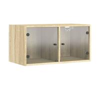 Vidaxl mueble de pared puertas de vidrio roble sonoma 68,5x37x35 cm