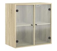 Vidaxl mueble de pared puertas de vidrio roble sonoma 68x37x68,5 cm