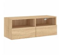 vidaXL Mueble de Pared TV, Armario Auxiliar con Almacenaje, Estantería Flotante, Mueble Colgante para Salón, Madera de Ingeniería Roble Sonoma