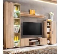 vidaXL Mueble de salón de Pared para TV con Luces LED Roble Sonoma