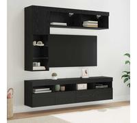vidaXL Mueble de TV 7 uds. Roble Negro Madera de ingeniería