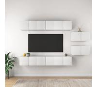 vidaXL Mueble de TV 8 piezas de madera contrachapada blanco