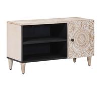 vidaXL: Mueble de TV con estante, color blanco, 80 x 31,5 x 46 cm, madera maciza de mango