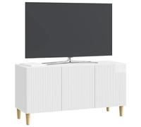 vidaXL Mueble de TV Brillante 99 x 34,5 x 50 cm Madera de Ingeniería, Almacenamiento para Sala, Consola Vintage, Mueble Rectangular con Patas, Espacio Amplio, Organizador Elegante