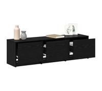 vidaXL Mueble de TV con tiras LED Roble Negro 140 x 34 x 40 cm, consola moderna