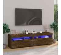 vidaXL Mueble de TV con luces LED 2 uds roble ahumado 75x35x40 cm