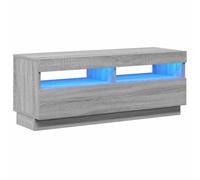 vidaXL Mueble de TV con luces LED, armario, cajón y estante – Gris Sonoma