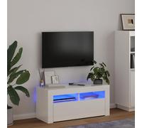 vidaXL Mueble de TV con luces LED blanco brillante 90x35x40 cm