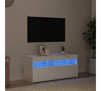 vidaXL Mueble de TV con luces LED blanco brillante 90x35x40 cm