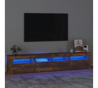 vidaXL Mueble de TV con luces LED color roble ahumado 210x35x40 cm
