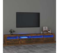 vidaXL Mueble de TV con luces LED color roble ahumado 240x35x40 cm