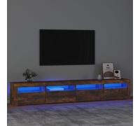 vidaXL Mueble de TV con luces LED color roble ahumado 240x35x40 cm
