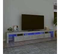 vidaXL Mueble de TV Aparador Armario auxiliar con luces LED Gris hormigón 260x36,5x40 cm