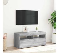 vidaXL Mueble de TV con luces LED gris Sonoma 90x35x40 cm