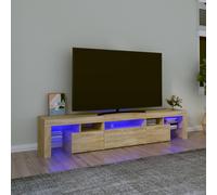 vidaXL Mueble de TV con luces LED y almacenamiento 200x36,5x40 cm Roble Sonoma