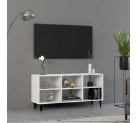vidaXL Mueble de TV con patas de metal blanco 103,5x30x50 cm