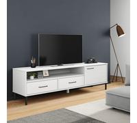 vidaXL Mueble de TV con patas de metal OSLO madera maciza pino blanco