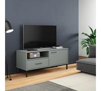 vidaXL Mueble de TV con patas de metal OSLO madera maciza pino gris