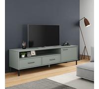 vidaXL Mueble de TV con patas de metal OSLO madera maciza pino gris