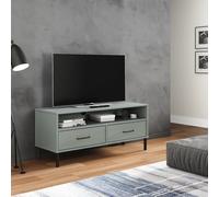 vidaXL Mueble de TV con patas de metal OSLO madera maciza pino gris