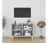 vidaXL Mueble de TV con patas madera maciza gris Sonoma 69,5x30x50 cm