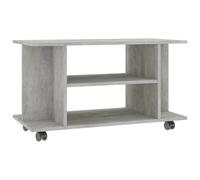vidaXL Mueble de TV con Ruedas, Armario con Estantes, Aparador de Televisión, Mueble Auxiliar para Salón, Madera de Ingeniería Gris Hormigón