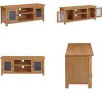 vidaXL Mueble de TV de 110x35x44 cm, madera maciza de roble - Mueble de TV - Muebles de TV - Soporte para TV - Estantería para TV