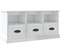 vidaXL Mueble de TV de alto brillo, blanco, 100x35x50 cm, fabricado en material de madera