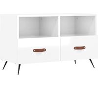 vidaXL Mueble de TV de alto brillo, blanco, 80x36x50 cm, fabricado en material de madera
