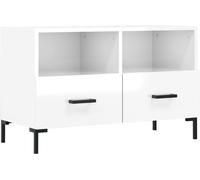 vidaXL Mueble de TV de alto brillo, blanco, 80x36x50 cm, fabricado en material de madera